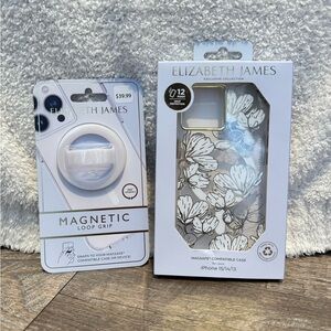Elizabeth and James White Floral iPhone Case with Magnetic Loop